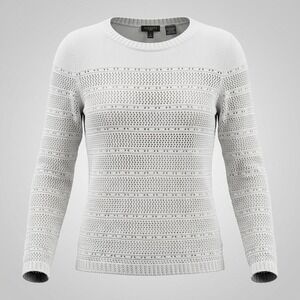 Talbots Sweater Womens MP Pointelle Knit White Solid Regular Fit Modern
